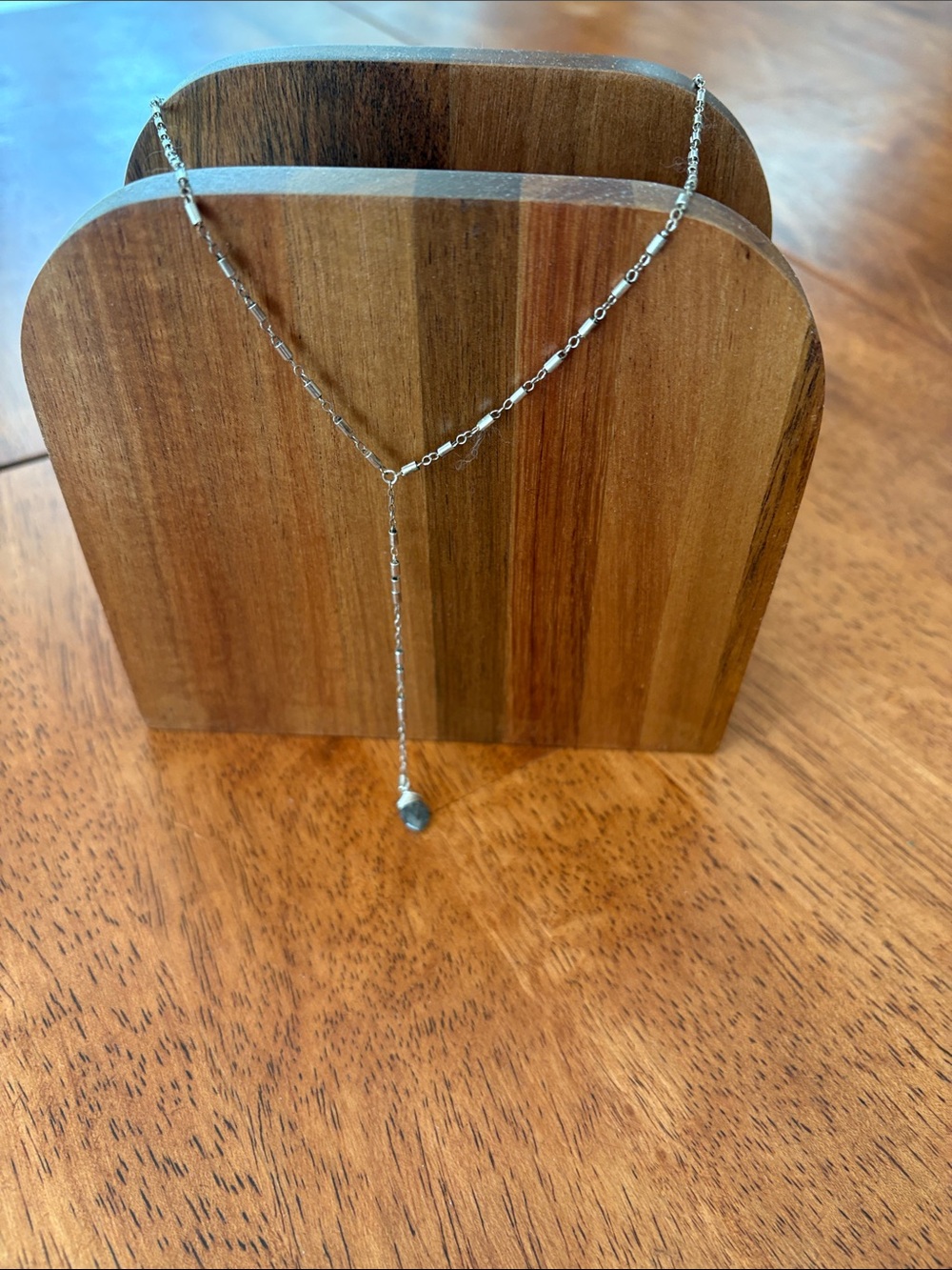 Sterling Silver Y-Drop Lariat moonstone Necklace - Silver